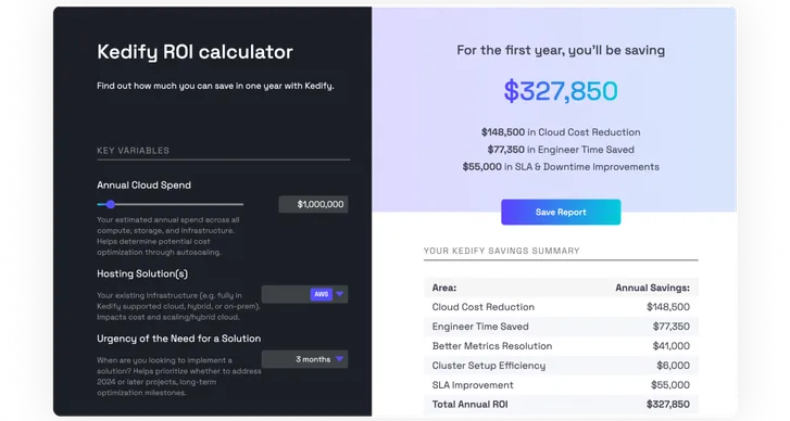 Kedify ROI Calculator Preview